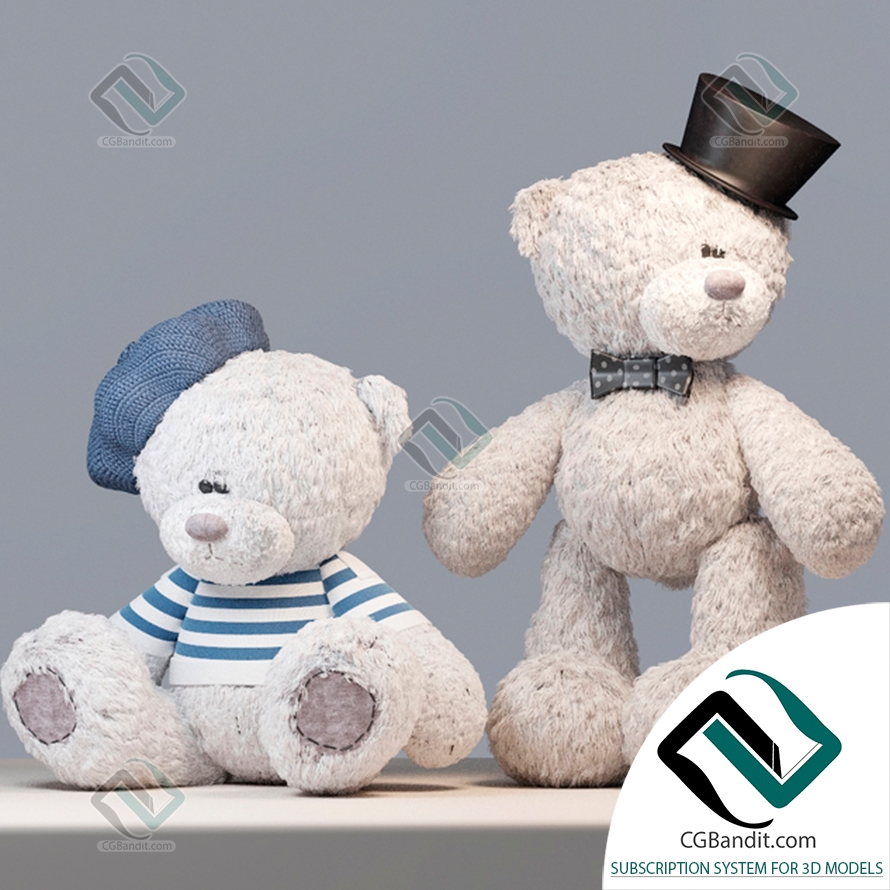 Игрушки Toys Bear soft white 3D модель скачать на CGBandit в формате 3d  max, 3ds, obj, fbx, материалы Vray, Corona Render