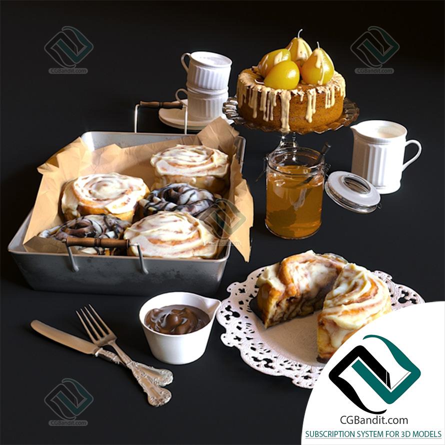 Еда и напитки Food and drink Buns Cinnabon 3D модель скачать на CGBandit в  формате 3d max, 3ds, obj, fbx, материалы Vray, Corona Render