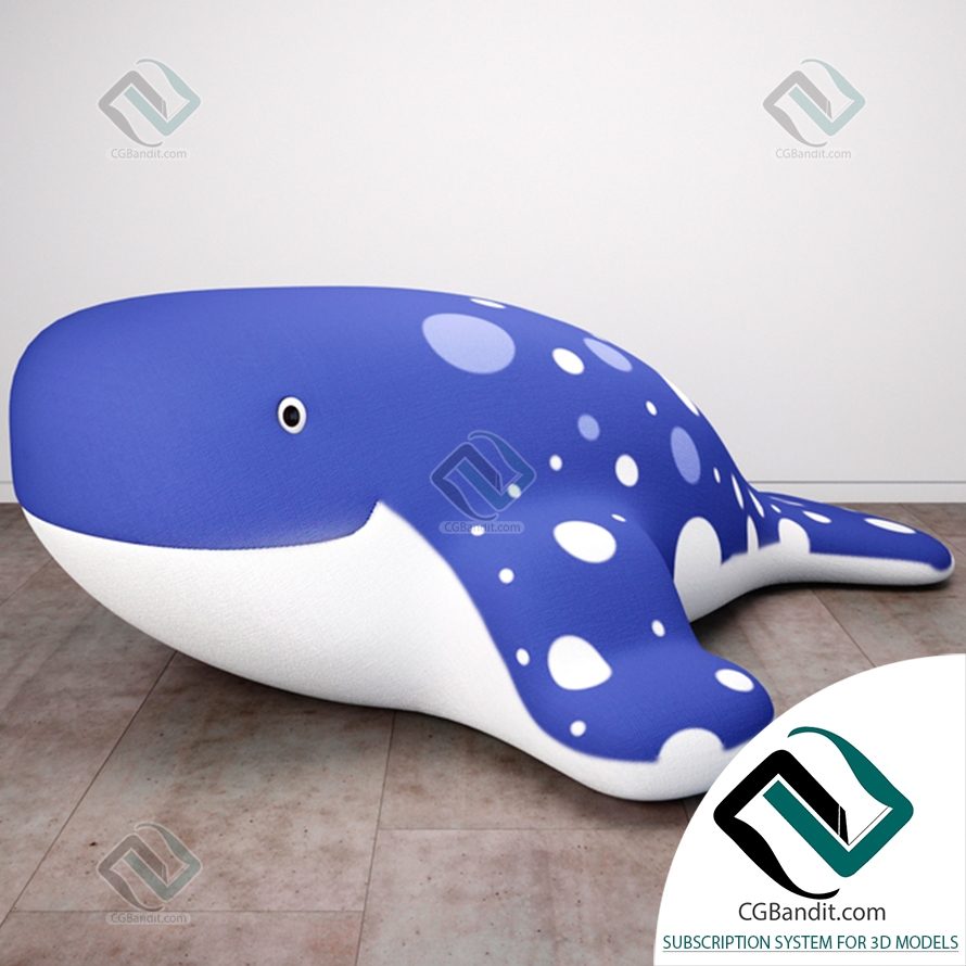 Игрушки Toys Blue whale 3D модель скачать на CGBandit в формате 3d max,  3ds, obj, fbx, материалы Vray, Corona Render