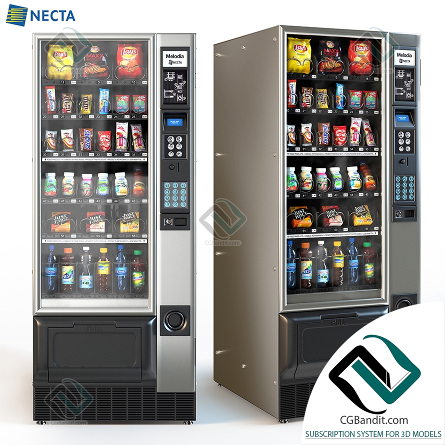 Автомат с едой Vending machine with food Necta Melodia 3D модель скачать на  CGBandit в формате 3d max, 3ds, obj, fbx, материалы Vray, Corona Render