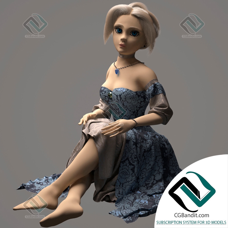 Игрушки Toys Anastasia Doll 3D модель скачать на CGBandit в формате 3d max,  3ds, obj, fbx, материалы Vray, Corona Render