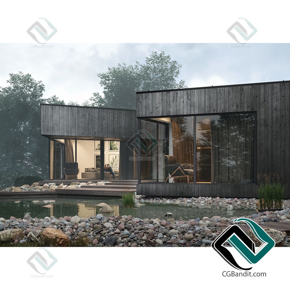 Black House АО 3D модель скачать на CGBandit в формате 3d max, 3ds, obj,  fbx, материалы Vray, Corona Render