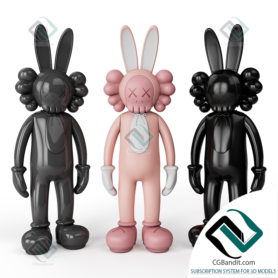 Игрушки Toys Rabbit KAWS 3D модель скачать на CGBandit в формате 3d max,  3ds, obj, fbx, материалы Vray, Corona Render