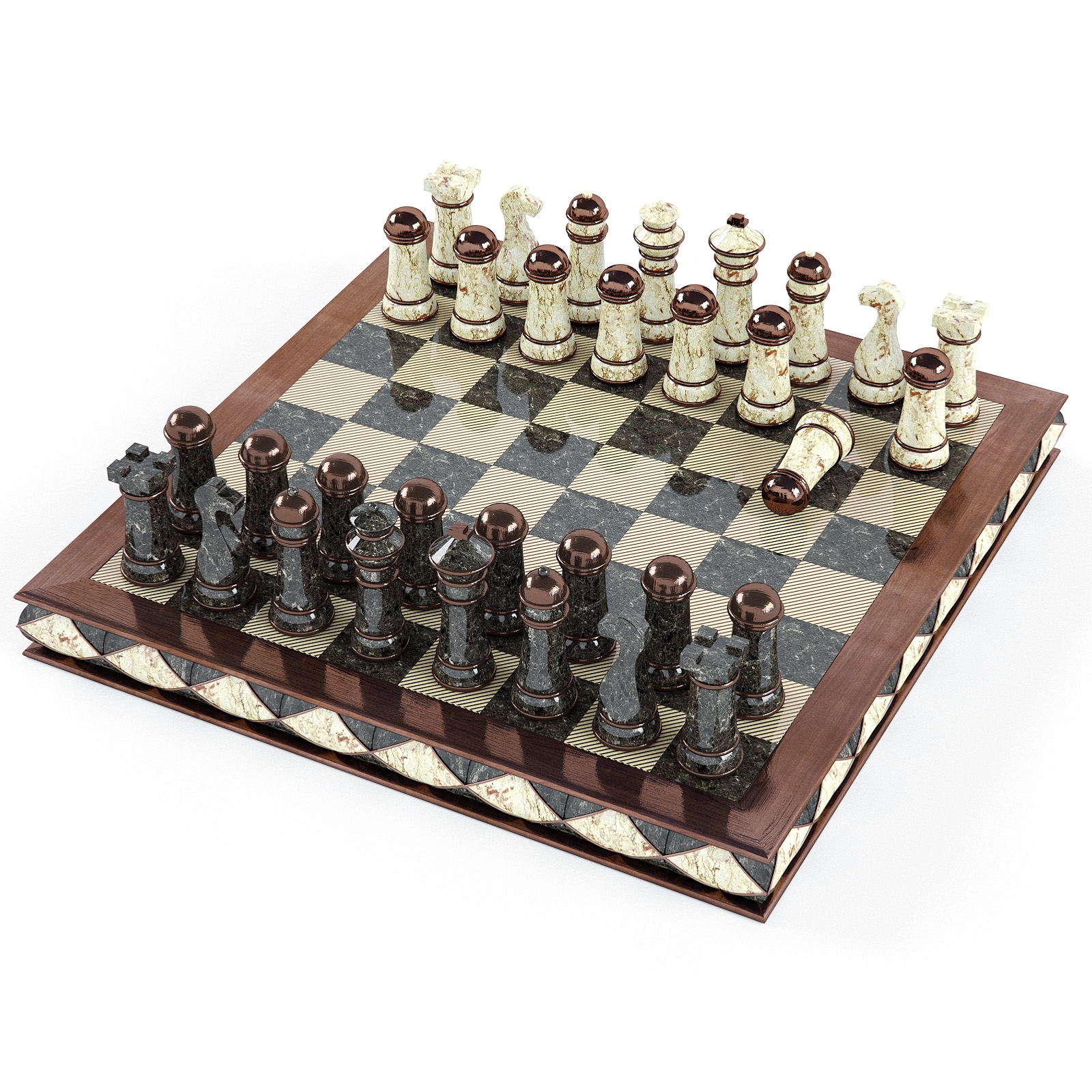 Decorative Chess 3D модель скачать бесплатно на CGBandit в формате 3d max,  3ds, obj, fbx, материалы Vray, Corona Render