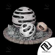 Flowerbad stone sphere decor / Каменная клумба с сферическим декором