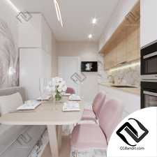 kitchen - living room 3d scene interior интерьер