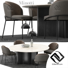 Стол и стул Table and chair Minotti Fil noir