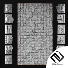 Panel Big decorative cube Hieroglyphs n5 / Панель большая декоративная иероглифы №5