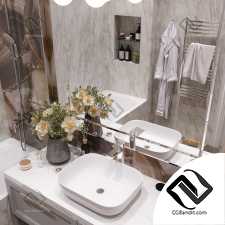 Gray marble bathroom 3д сцена санузел