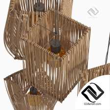 Lamp wood rattan wicker Box