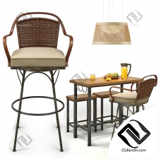 Стол и стул Table and chair Metal and Wood Pub