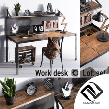 Стол и стул Table and chair Work desk 02