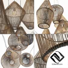 Lamp wood rattan wicker Cone n2