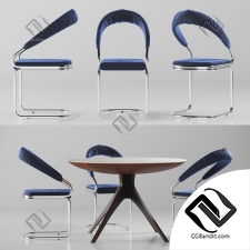 Стол и стул Table and chair with upholstery 02