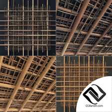 Ceiling bamboo branch cage decor n1 / Потолок сетка из веток бамбука
