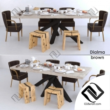 Стол и стул Table and chair Dialma brown 02
