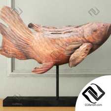 Деревянная статуэтка карпа кои Wooden koi carp figurine