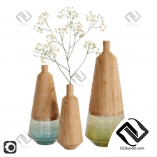 Вазы Secos E Molhados Vases Wood And Glass Modell Set 02