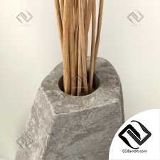 Branch stone rock vase decor n3 / Ветки в каменных скальных вазах декор №3