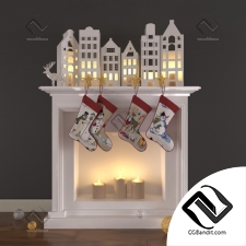 Декоративный набор Decor Christmas set with fireplace and candles