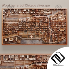 Деревянные стены искусства Чикаго городского пейзажа Wood wall art of Chicago cityscape