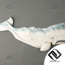 Настенный декор из дерева в виде кита Wood wall decor in the shape of a whale