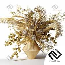 Букеты from dried flowers with palm leaves, banksias and walnut branches