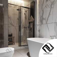 Contemporary marble bathroom 3d сцена интерьер