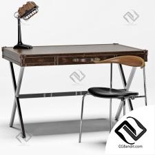Стол и стул Table and chair Luke Industrial Leather Desk