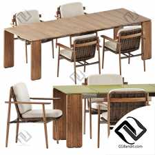 Обеденный стул Trio и стол Drake от Minotti