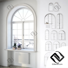 Окна Set of classic arched windows with decor
