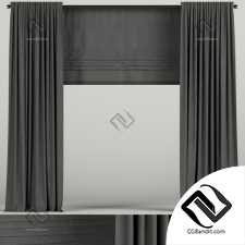 Шторы Dark curtains with roman blinds