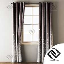 Бархатные шторы Floral Embroidered Velvet Eyelet Curtains