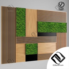 Wall Wood Panel with Moss