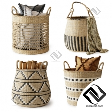 Набор плетеных корзин Set of wicker baskets La Redoute Interiors