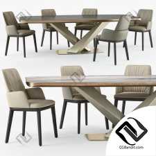 Стол и стул Table and chair Cattelan Italia Belinda, Stratos