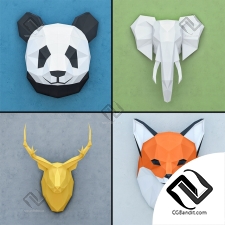 Набор декоративных голов Set of decorative heads Polygonal paper