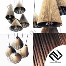 Lamp wood rattan wicker Cone n5