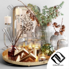 Декоративный набор Decorative set with larch branch and candles