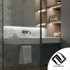 Gray marble bathroom 3D scene интерьер
