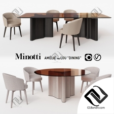 Стол и стул Table and chair Minotti Amelie and Lou Dining