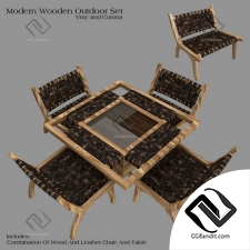 Стол и стул Wooden Outdoor Set