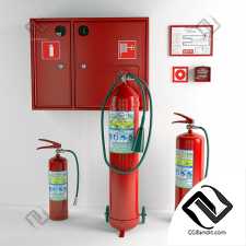Fire extinguishers, fire cabinet
