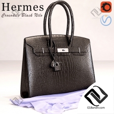 Сумка Hermes Black Crocodile Bag