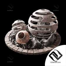 Flowerbad stone sphere decor / Каменная клумба с сферическим декором