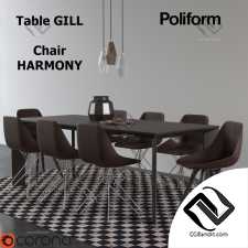 Стол и стул Table and chair GILL, HARMONY