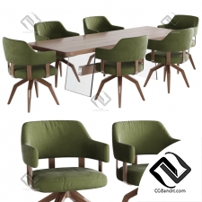 Стол и стул Table and chair natuzzi valle CH19 phantom E024