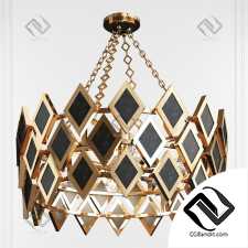 Edward Modern Brass & Black Marble Chandelier by Robert Abbey