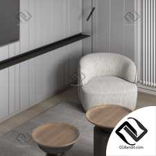Modern Wood Gray Livingrom 3D scene интерьер