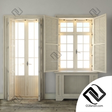 Окна Windows with shutters and lighting